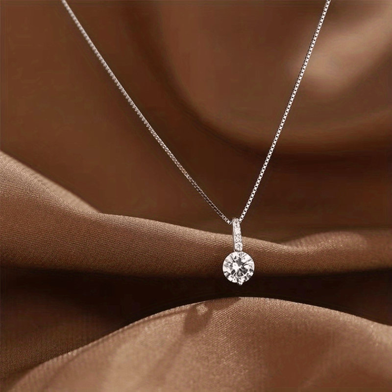 1Pc Shiny For Women Danburite Water Drop Pendant Clavicle Chain Necklace