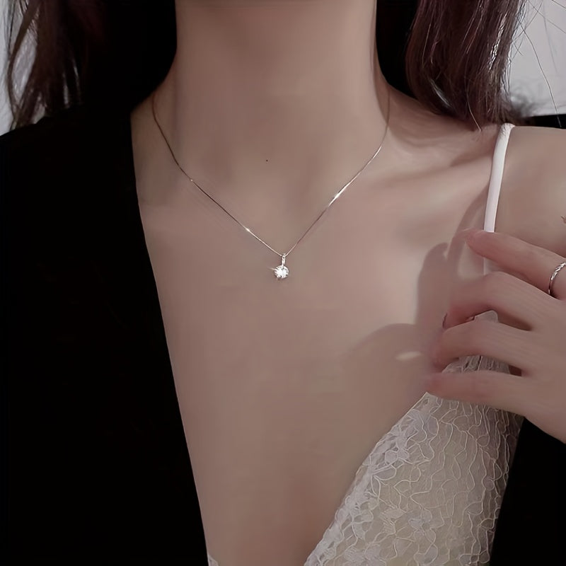 1Pc Shiny For Women Danburite Water Drop Pendant Clavicle Chain Necklace