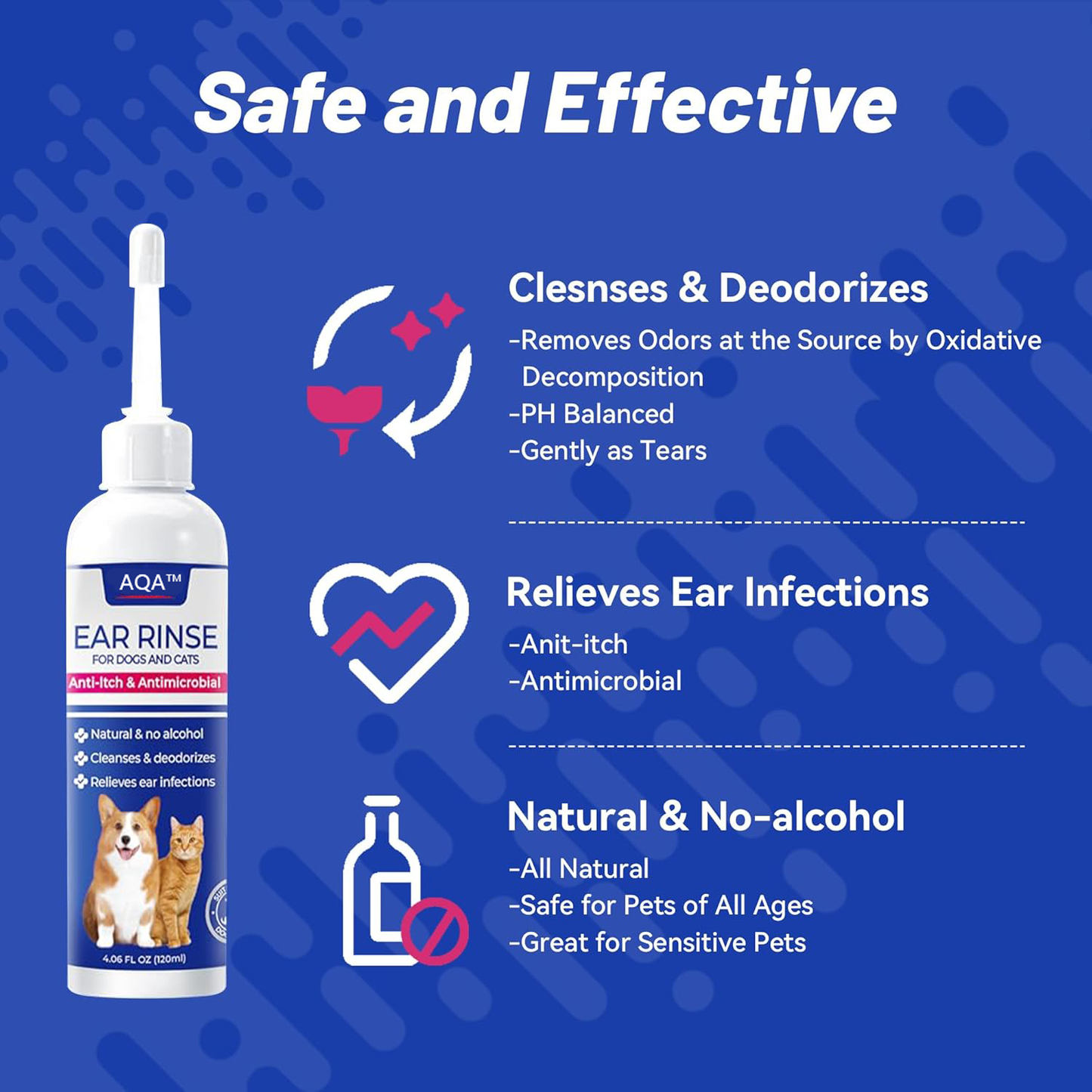 120ml Ear Cleaner for Dog & Cat - Ear Infection Treatment Without Irritation