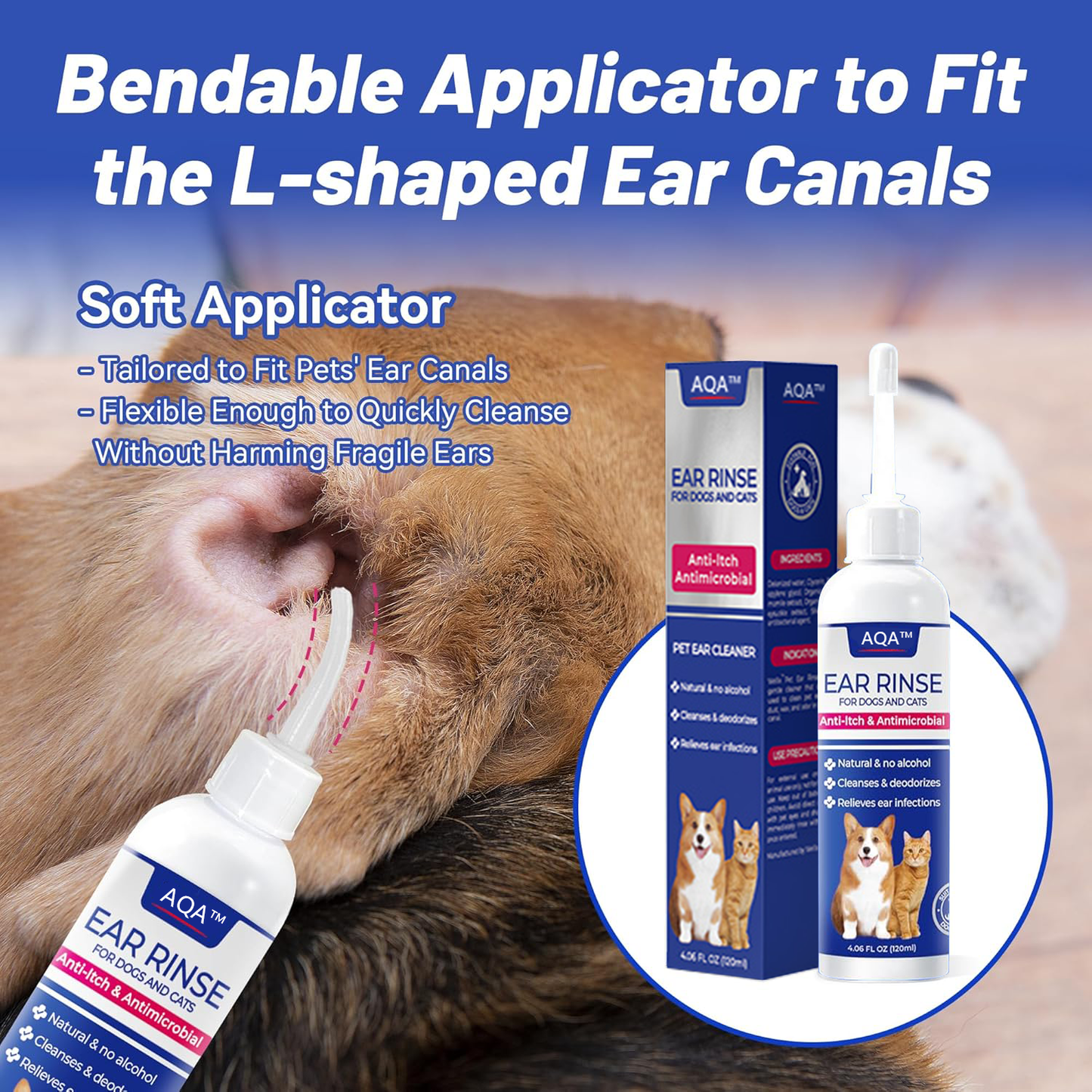 120ml Ear Cleaner for Dog & Cat - Ear Infection Treatment Without Irritation